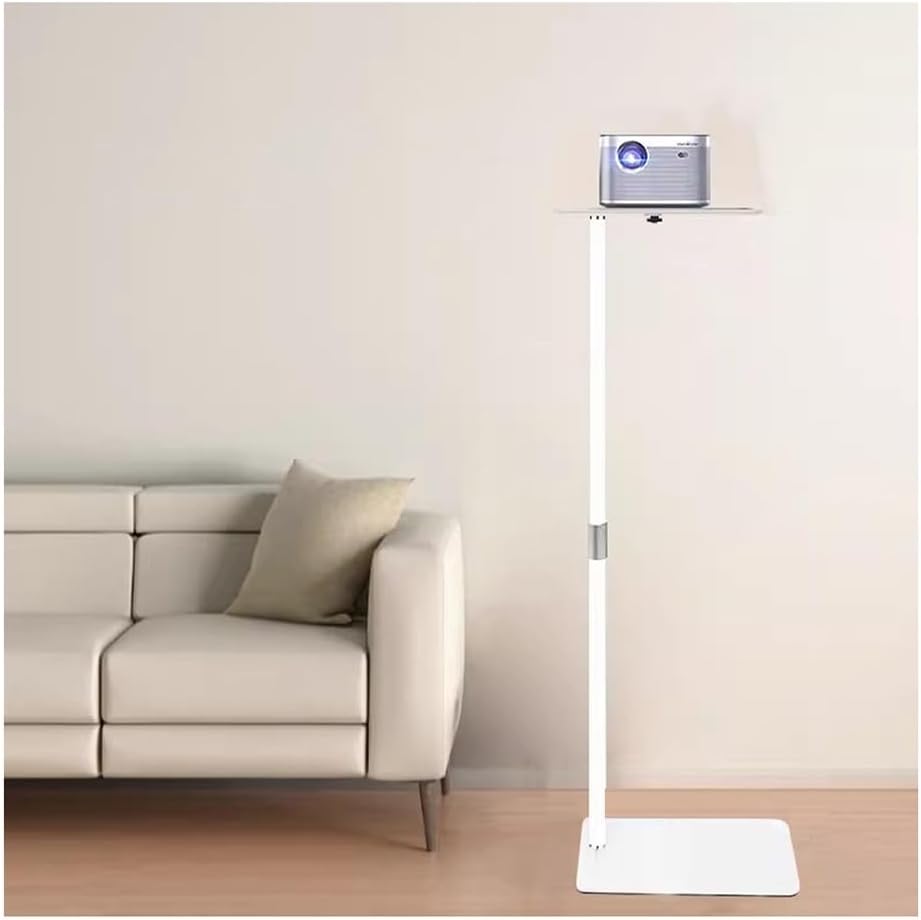 GRRICEPL Projector Floor Stand, Against Wall Hidden Stand, Height Adjustable, 360° Rotatable Ball Head for Home & Office & Outdoor(White/B,160 cm)